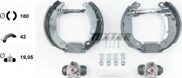 Textar 84053700 - ZESTAW SZCZĘK HAM. RENAULT CLIO 98-15 KPL. Z CYLINDERKAMI