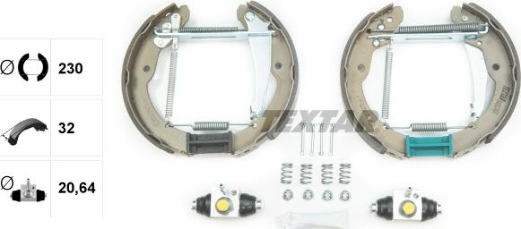 Textar 84052402 - ZESTAW SZCZĘK HAM. SKODA OCTAVIA 96-10 KPL. Z CYLINDERKAMI