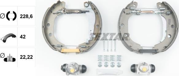 Textar 84052701 - ZESTAW SZCZĘK HAM. NISSAN KUBISTAR 1.2-1.6 16V 03- KPL. Z CYLINDERKAMI