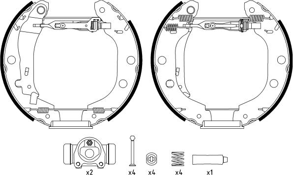 Textar 84052701 - ZESTAW SZCZĘK HAM. NISSAN KUBISTAR 1.2-1.6 16V 03- KPL. Z CYLINDERKAMI