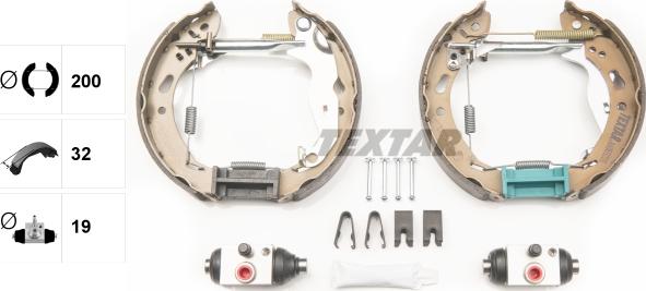 Textar 84069200 - ZESTAW SZCZĘK HAM. FORD FIESTA 1.25-1.6 08-12 KPL. Z CYLINDERKAMI