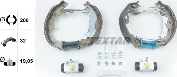 Textar 84064500 - ZESTAW SZCZĘK HAM. TOYOTA YARIS 1.0-1.3-1.4 D-4D 99-05 KPL. Z CYLINDERKAMI