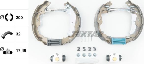Textar 84064501 - ZESTAW SZCZĘK HAM. TOYOTA AYGO 1.0-1.4 HDI 05-14 KPL. Z CYLINDERKAMI