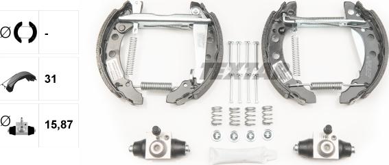 Textar 84018202 - ZESTAW SZCZĘK HAM. VW LUPO-PASSAT-POLO-SANTANA 1.0-1.8 79-05 KPL. Z CYLINDERKAMI