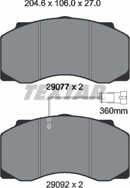 Textar 2907702 - Klocek hamulcowy kpl.