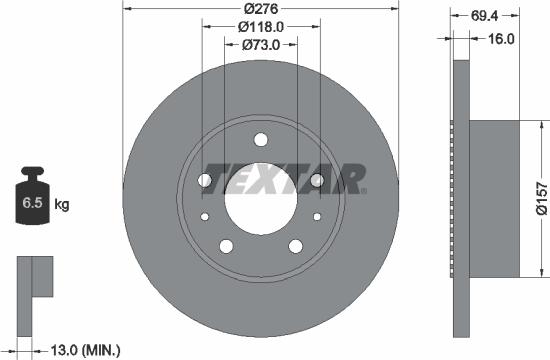 Textar 93104800 — Tarcza hamulcowa