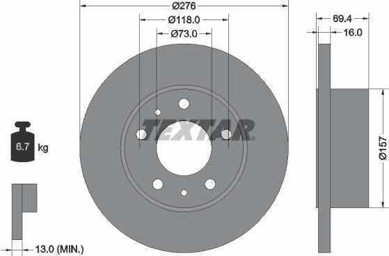 Textar 93104700 — Tarcza hamulcowa