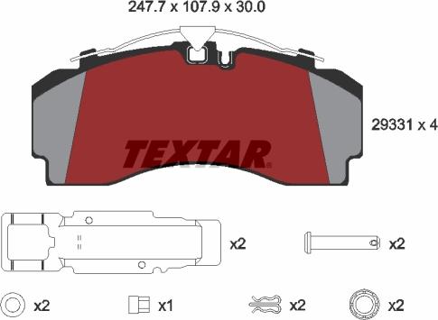 Textar 2933101 - Klocek hamulcowy kpl.