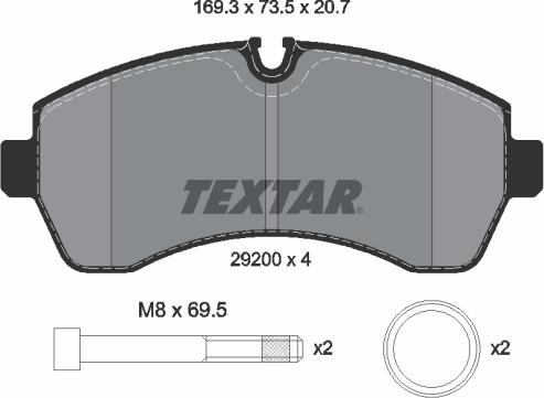 Textar 2920006 — Zestaw klocków hamulcowych, hamulce tarczowe