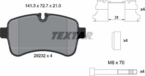 Textar 2923201 — Zestaw klocków hamulcowych, hamulce tarczowe
