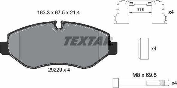 Textar 2922901 — Zestaw klocków hamulcowych, hamulce tarczowe