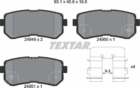 Textar 2494901 — Zestaw klocków hamulcowych, hamulce tarczowe