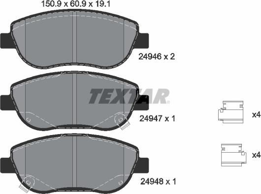 Textar 2494601 - Zestaw klocków hamulcowych, hamulce tarczowe