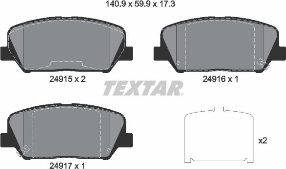 Textar 2491501 — Zestaw klocków hamulcowych, hamulce tarczowe