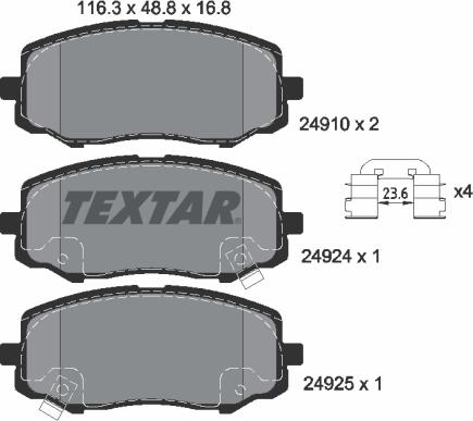 Textar 2491001 — Zestaw klocków hamulcowych, hamulce tarczowe
