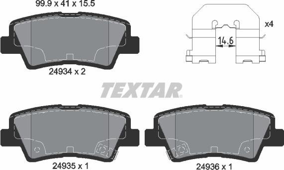 Textar 2493401 — Zestaw klocków hamulcowych, hamulce tarczowe