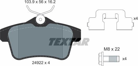 Textar 2492204 — Zestaw klocków hamulcowych, hamulce tarczowe
