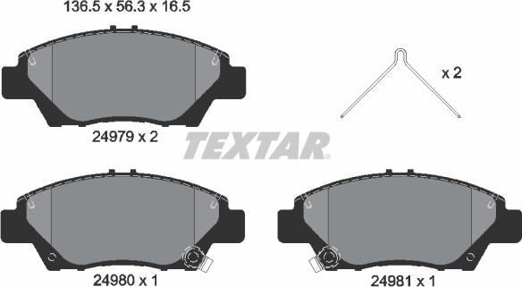 Textar 2497901 — Zestaw klocków hamulcowych, hamulce tarczowe