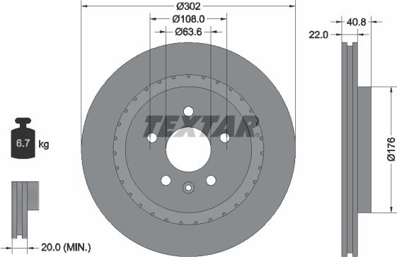 Textar 92168305 — Tarcza hamulcowa