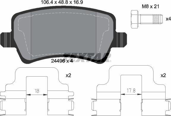 Textar 2449602 — Zestaw klocków hamulcowych, hamulce tarczowe