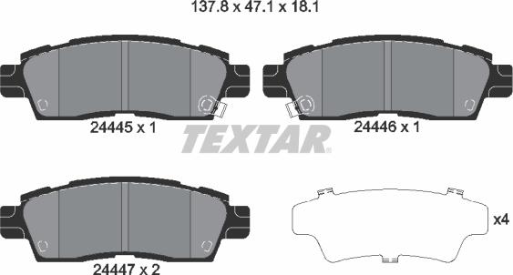 Textar 2444501 — Zestaw klocków hamulcowych, hamulce tarczowe