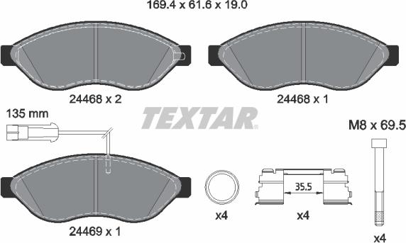 Textar 2446807 - KLOCKI HAM. FIAT P. DUCATO 2.2 D 21-