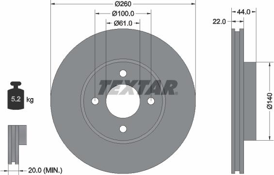 Textar 92239903 — Tarcza hamulcowa
