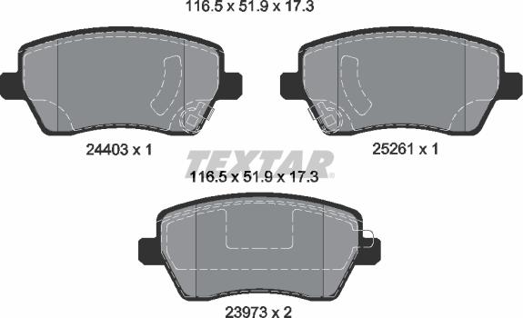 Textar 2440301 — Zestaw klocków hamulcowych, hamulce tarczowe