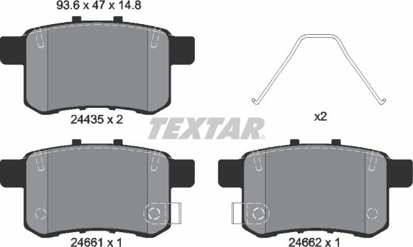 Textar 2443501 — Zestaw klocków hamulcowych, hamulce tarczowe