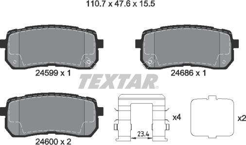 Textar 2459904 — Zestaw klocków hamulcowych, hamulce tarczowe