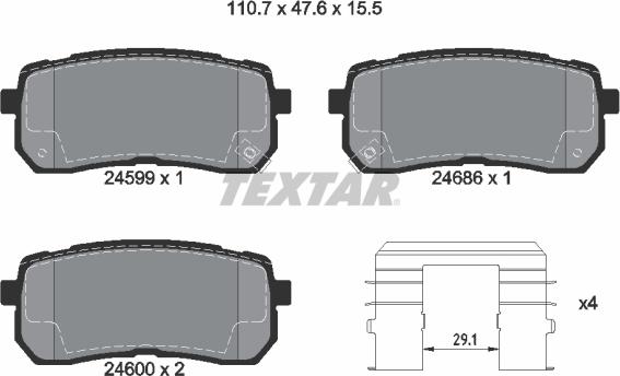 Textar 2459901 — Zestaw klocków hamulcowych, hamulce tarczowe