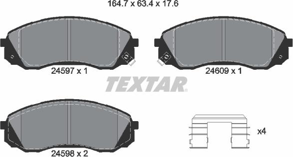 Textar 2459701 — Zestaw klocków hamulcowych, hamulce tarczowe