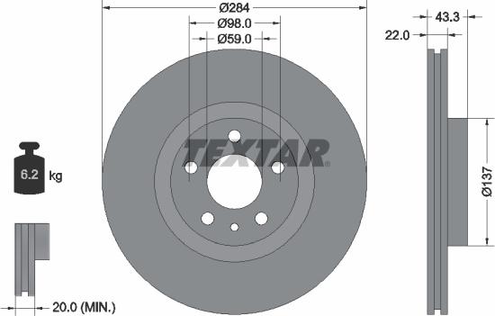 Textar 92252803 — Tarcza hamulcowa