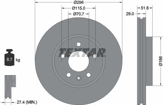 Textar 92165405 — Tarcza hamulcowa