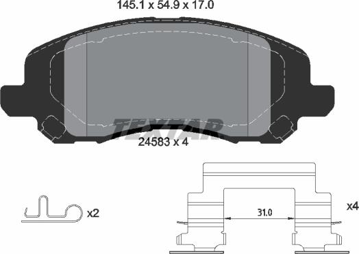 Textar 2458301 — Zestaw klocków hamulcowych, hamulce tarczowe