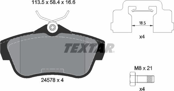 Textar 2457801 — Zestaw klocków hamulcowych, hamulce tarczowe