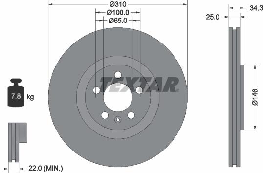 Textar 92275905 — Tarcza hamulcowa