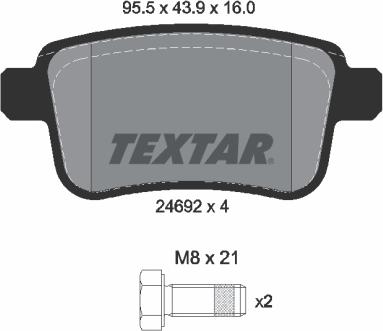 Textar 2469204 — Zestaw klocków hamulcowych, hamulce tarczowe