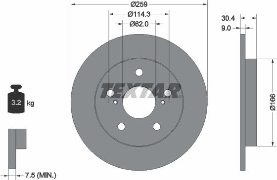 Textar 92164103 — Tarcza hamulcowa