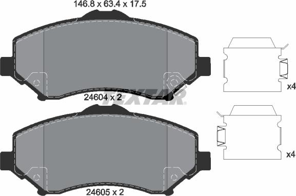 Textar 2460402 — Zestaw klocków hamulcowych, hamulce tarczowe