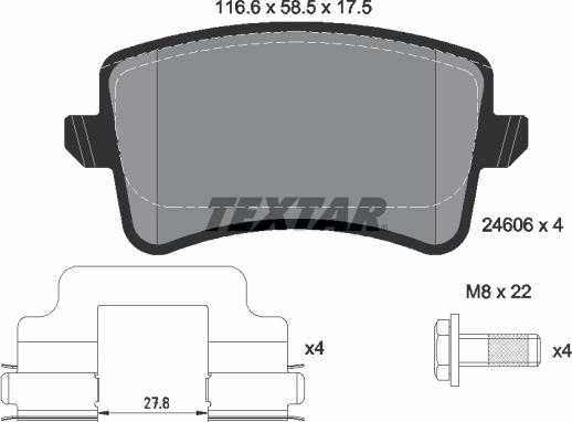 Textar 2460601 — Zestaw klocków hamulcowych, hamulce tarczowe