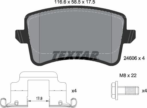 Textar 2460602 — Zestaw klocków hamulcowych, hamulce tarczowe
