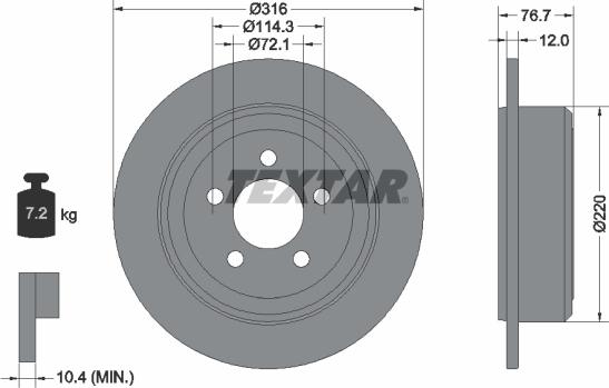 Textar 92202703 — Tarcza hamulcowa