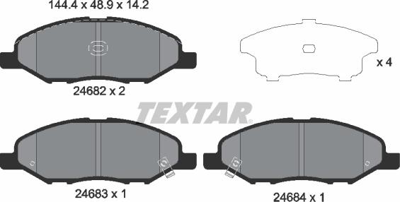 Textar 2468201 — Zestaw klocków hamulcowych, hamulce tarczowe