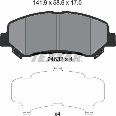 Textar 2463201 - Zestaw klocków hamulcowych, hamulce tarczowe