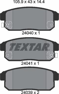 Textar 2404001 — Zestaw klocków hamulcowych, hamulce tarczowe