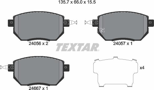 Textar 2405601 — Zestaw klocków hamulcowych, hamulce tarczowe