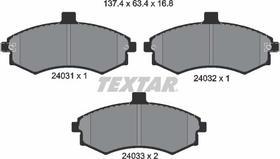 Textar 2403101 — Zestaw klocków hamulcowych, hamulce tarczowe