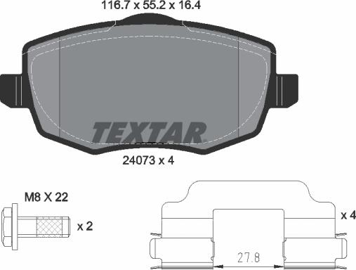 Textar 2407301 — Zestaw klocków hamulcowych, hamulce tarczowe
