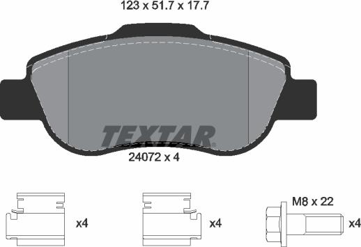 Textar 2407201 — Zestaw klocków hamulcowych, hamulce tarczowe